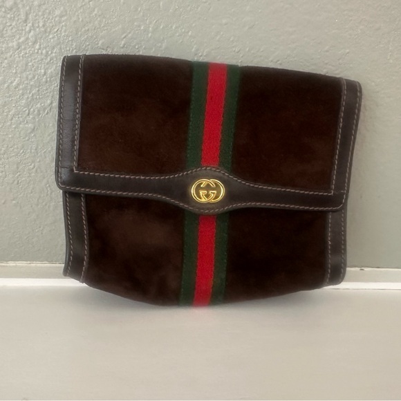 Vintage Gucci Parfums Suede Pouch - Made in Italy 70s/80s - Picture 1 of 7